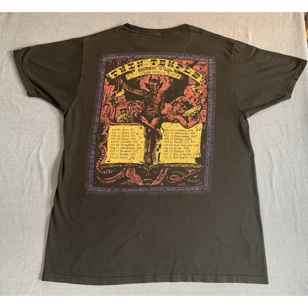 Twin Temple "Satanic Orgy" Black T-shirt Band USA/Mexico Tour Dates Sz S/M - Picture 2 of 7